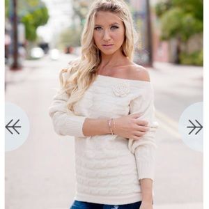 Military Hippie off the shoulder sweater